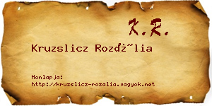 Kruzslicz Rozália névjegykártya